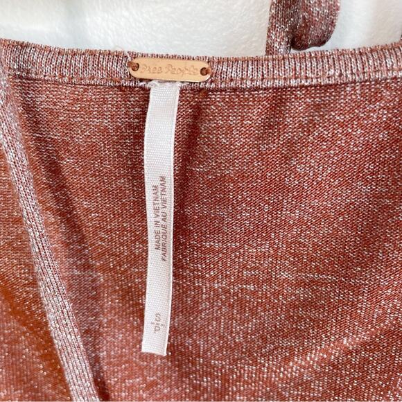 FREE PEOPLE Wanna Dance Convertible Top Pink Copper Rose Gold Size Small - Picture 4 of 9